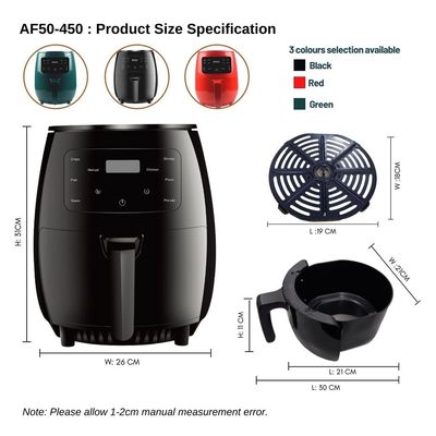 المقلاة الهوائية الرقمية الكهربائية للطبخ الصحي للدجاج 6L في الجهد V 111V-240V