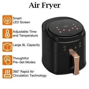 8L 1400W شاشة لمس ذكية مخصصة خالية من الزيت المفرقة الكهربائية العميقة مقلاة الهواء الساخن مناسبة