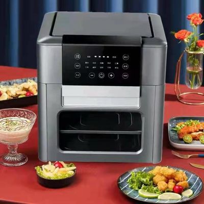 1201W-1500W التيار التجاري طباخ الهواء الرقمي 12L 15L بدون زيت مع رف صغير