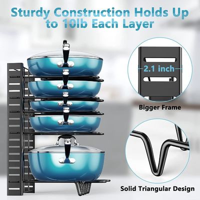 خزانة المطبخ قابلة للتعديل وعاء وعاء منظمة 8 مستوى رف مع 3 طرق DIY