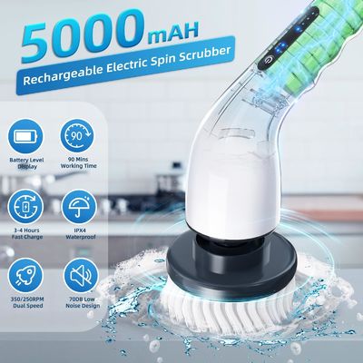 فرشاة التنظيف الكهربائية 7 رؤوس الفرشاة قابلة للتعديل المقبض القابل للتعديل غسول التلفزيون بدون سلك