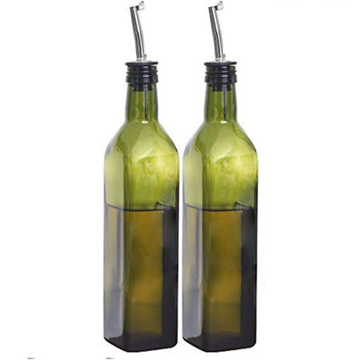 زجاج خضراء زيت Drizzler 500ml للمطبخ الطبخ مع قناة الصلب المقاوم للصدأ صب