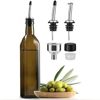 زجاج خضراء زيت Drizzler 500ml للمطبخ الطبخ مع قناة الصلب المقاوم للصدأ صب