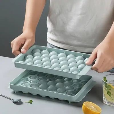 33 تجويف الدائرة الكرة المستديرة كرة الثلج مكعب وعاء الكرة البلاستيكية كرة الثلج صانع القالب مع غطاء