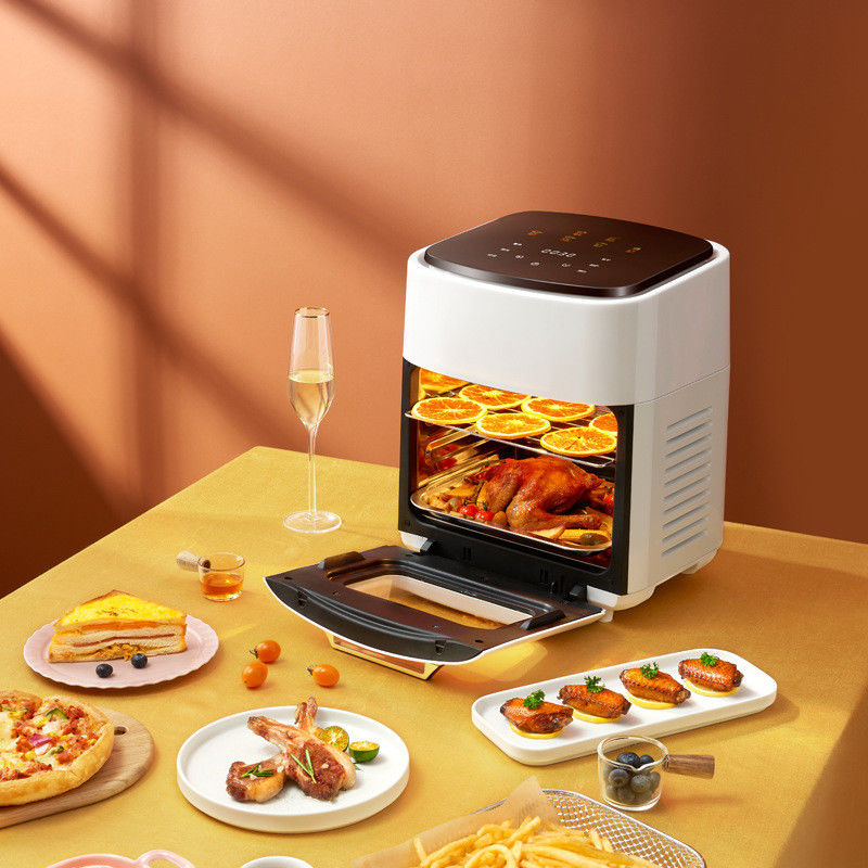 1201W-1500W التيار التجاري طباخ الهواء الرقمي 12L 15L بدون زيت مع رف صغير