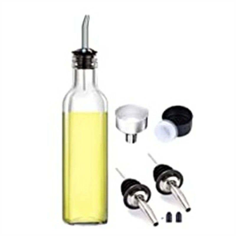 زجاج خضراء زيت Drizzler 500ml للمطبخ الطبخ مع قناة الصلب المقاوم للصدأ صب
